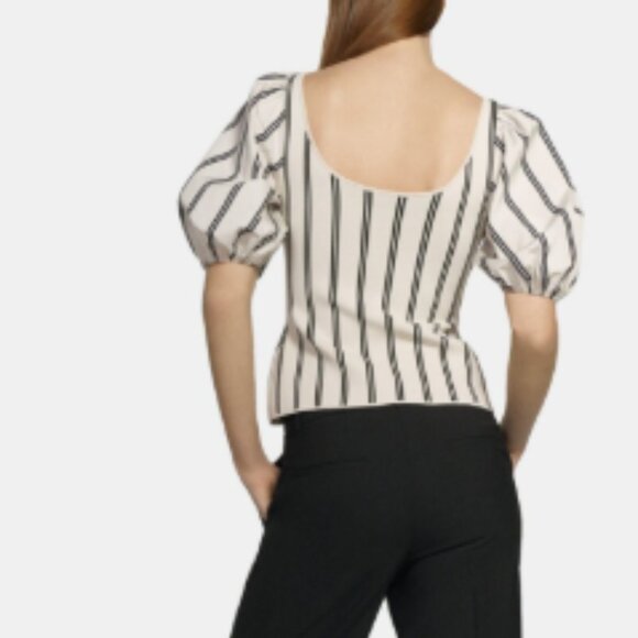 Theory Stripe Puff Sleeve Top NWT Size P - Picture 2 of 6